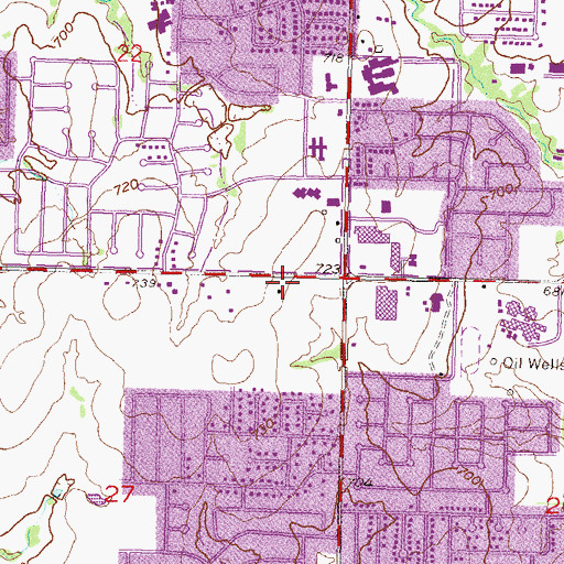 Topographic Map of Vandever Acres Shopping Center, OK