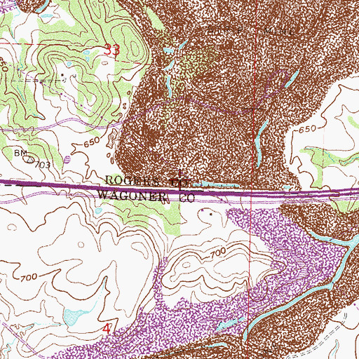 Topographic Map of Rolling Hills Shopping Center, OK