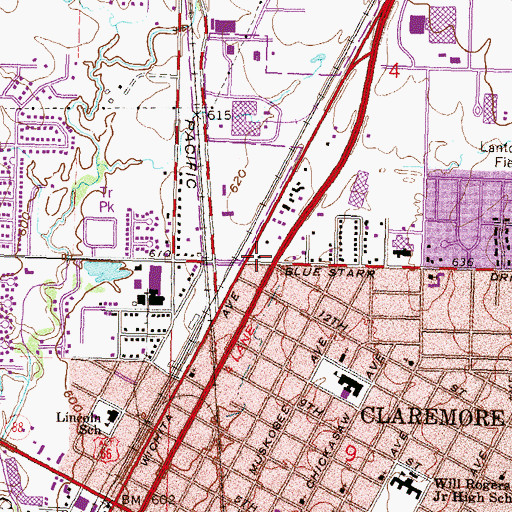 Topographic Map of Powell Shopping Center, OK