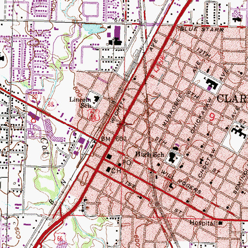 Topographic Map of Stanford Court, OK