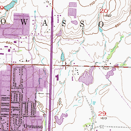 Topographic Map of Three Lakes Shopping Center, OK