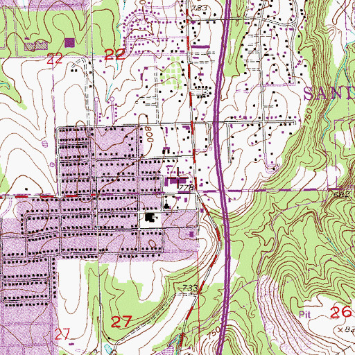 Topographic Map of Prattville Shopping Center, OK