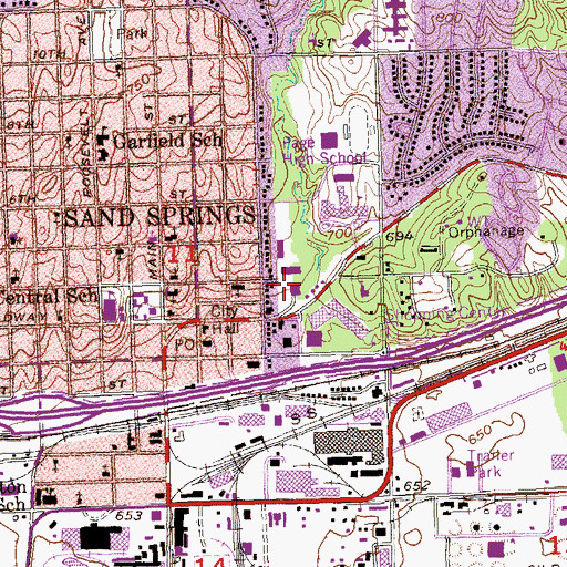 Topographic Map of Village Square, OK