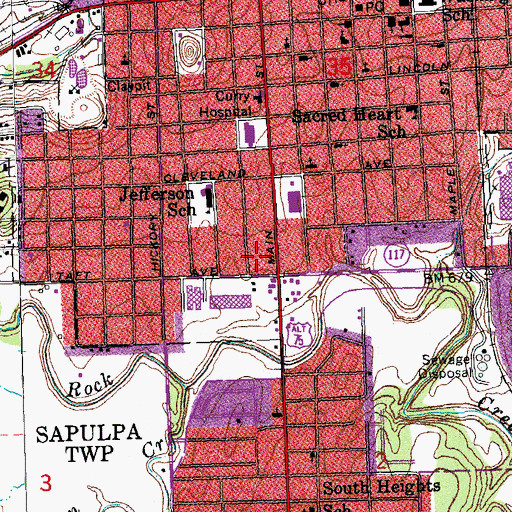 Topographic Map of Rock Creek Shopping Center, OK