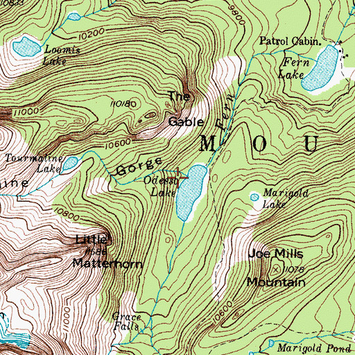 Topographic Map of Tourmaline Gorge, CO