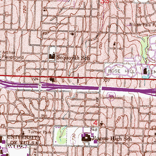 Topographic Map of Admiral Place Shopping Center, OK