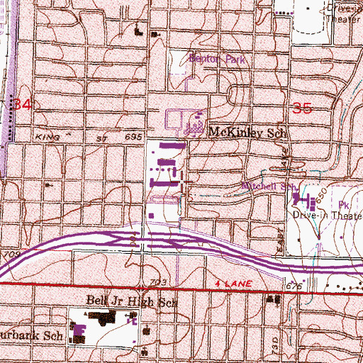 Topographic Map of Airway Shopping Center, OK