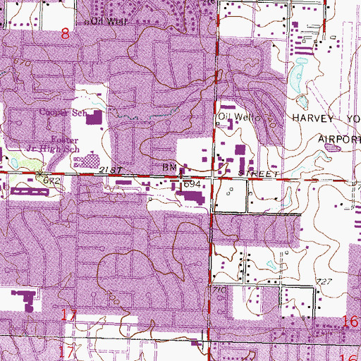Topographic Map of Eastern Village, OK