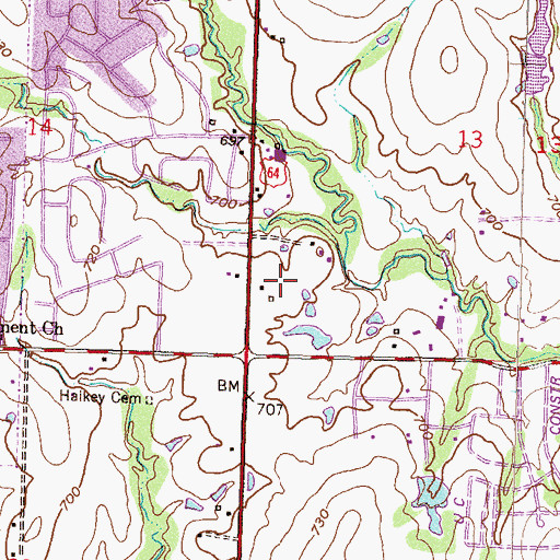 Topographic Map of Eton Square Shopping Center, OK