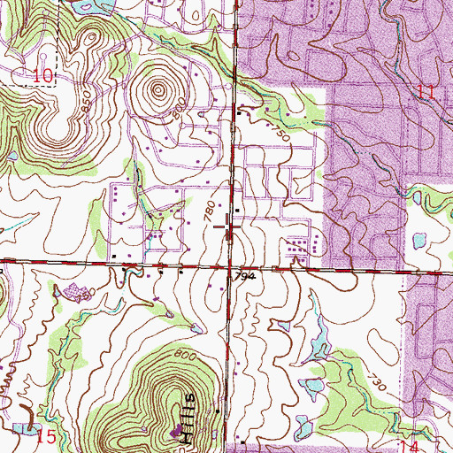 Topographic Map of Forest Trails Shopping Center, OK