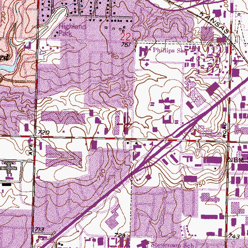 Topographic Map of Highland Plaza, OK