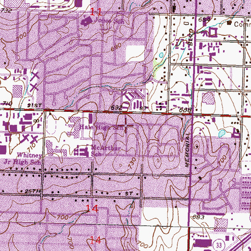 Topographic Map of Mayo Meadow Shopping Center, OK