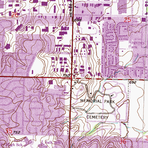 Topographic Map of Memorial Park Shopping Center, OK
