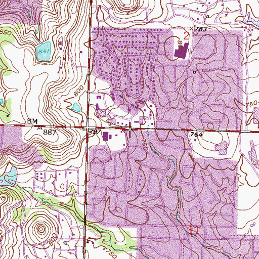 Topographic Map of The Mill Shopping Center, OK