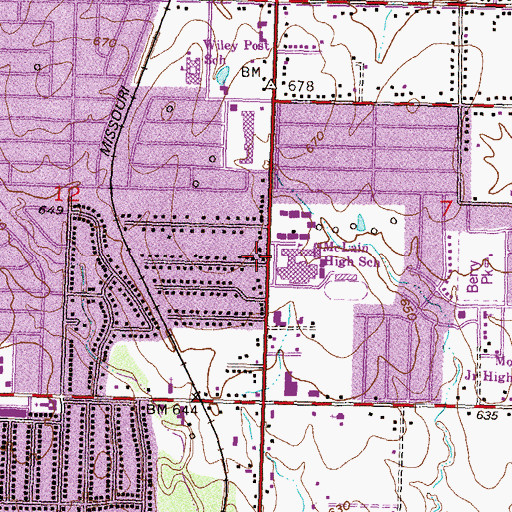 Topographic Map of Northridge Shopping Center, OK