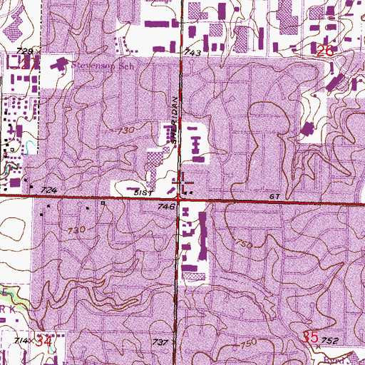 Topographic Map of Park Lane Shopping Center, OK