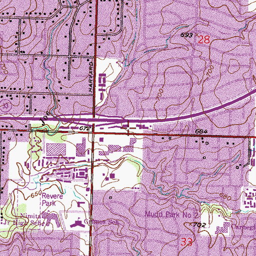 Topographic Map of Plaza 51 Shopping Center, OK
