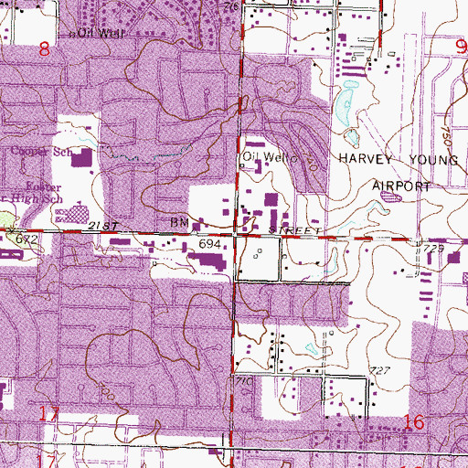 Topographic Map of Plaza Family Shopping Center, OK