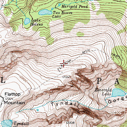 Topographic Map of Flattop Mountain Trail, CO