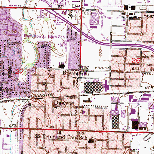Topographic Map of Sheridan Plaza Shopping Center, OK