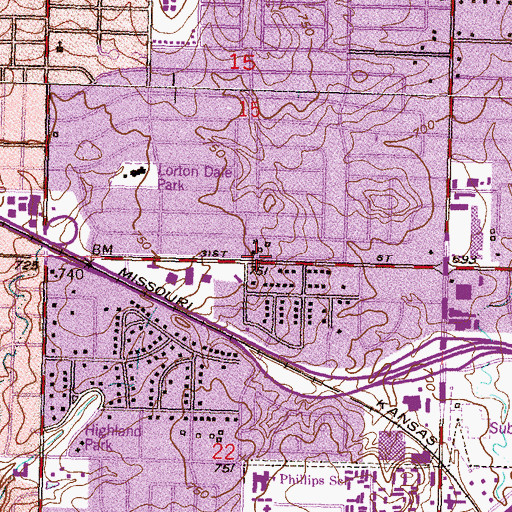 Topographic Map of Sheridan Royal Shopping Center, OK