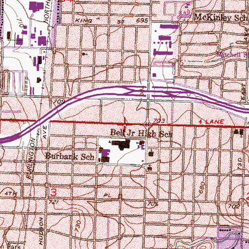 Topographic Map of Sheridan Village Shopping Center, OK