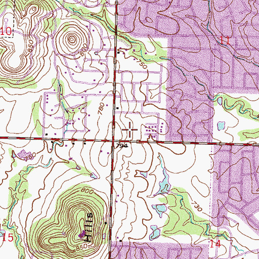 Topographic Map of Square One-Extended Shopping Center, OK