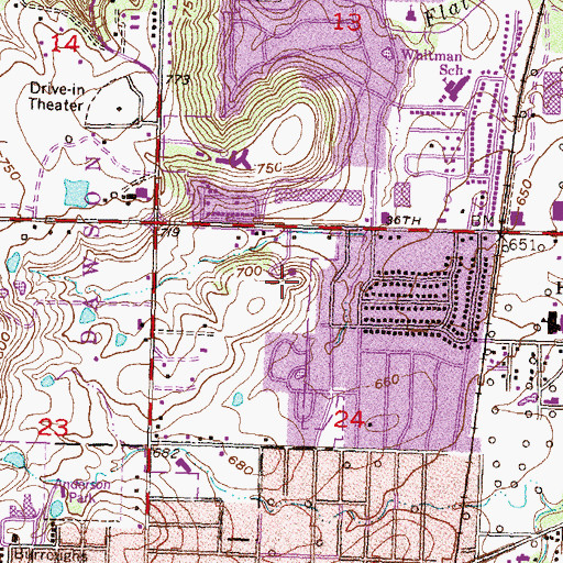 Topographic Map of Suburban Acres Shopping Center, OK