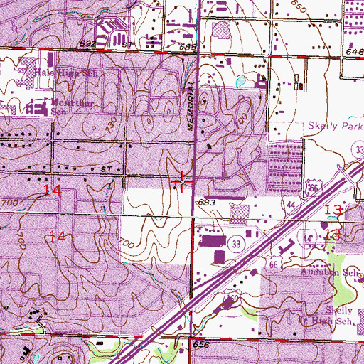 Topographic Map of Tri-Center North Shopping Center, OK
