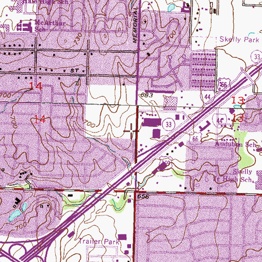 Topographic Map of Tri-Center North Shopping Center, OK