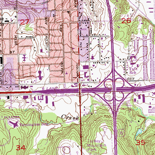 Topographic Map of Union Square Shopping Center, OK