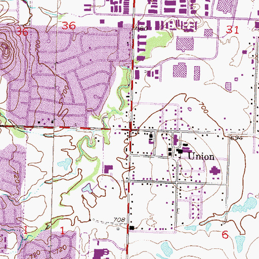 Topographic Map of Union Square Shopping Center, OK