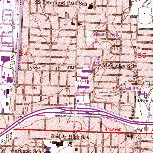 Topographic Map of Val Charles Airway Shopping Center, OK