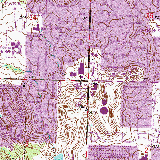 Topographic Map of Viewpoint Shopping Center, OK