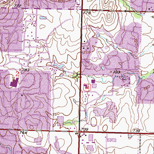 Topographic Map of Woodland Plaza, OK