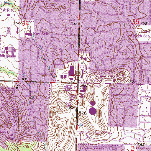 Topographic Map of Woodland View Shopping Center, OK