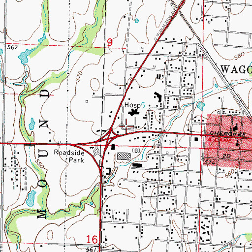 Topographic Map of Westwood Shopping Center, OK