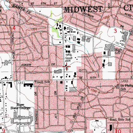 Topographic Map of Gateway Shopping Center, OK