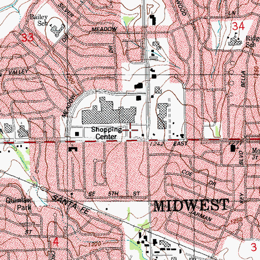 Topographic Map of Heritage Shopping Center, OK