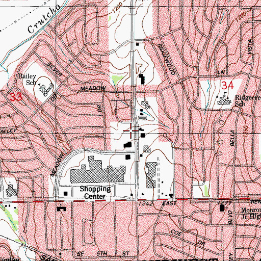 Topographic Map of Heritage Plaza, OK