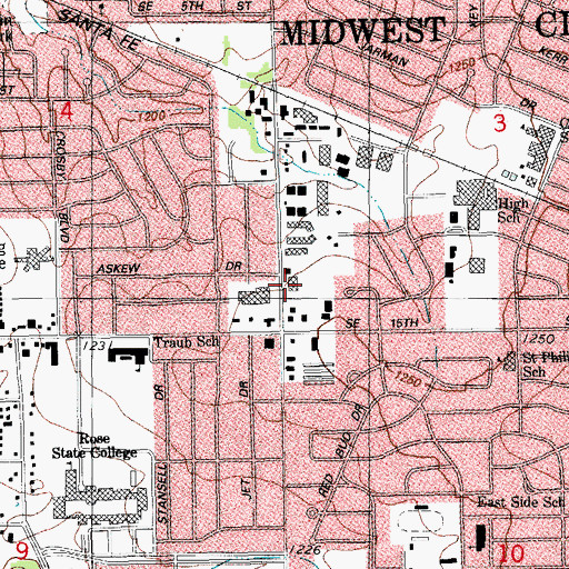 Topographic Map of Gateway Plaza, OK