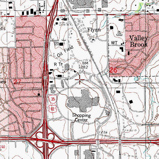 Topographic Map of Crossroads South, OK