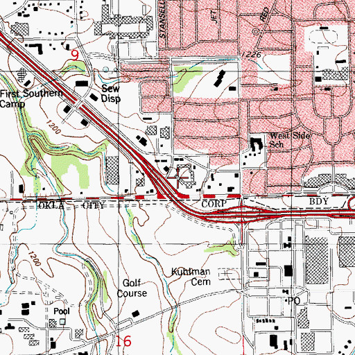 Topographic Map of Tinker Plaza Shopping Center, OK