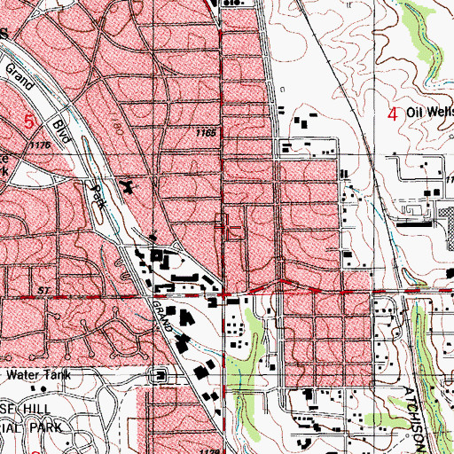 Topographic Map of Nichols Hills Shops, OK