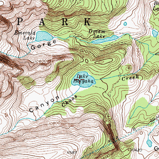 Topographic Map of Lake Haiyaha, CO
