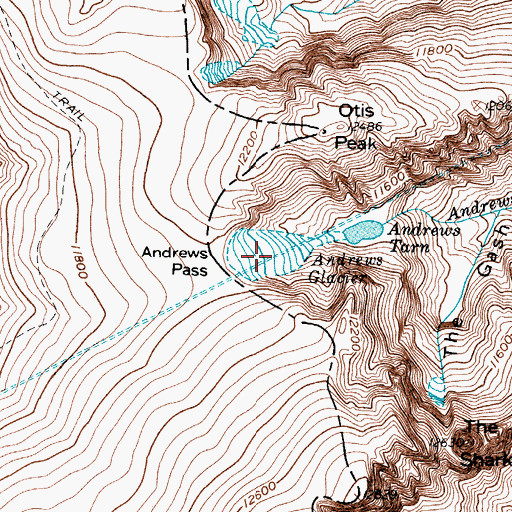 Topographic Map of Andrews Glacier, CO