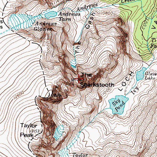 Topographic Map of The Sharkstooth, CO