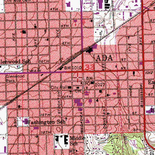 Topographic Map of Bethel Pentecostal Church, OK