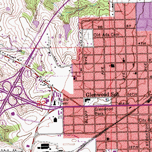 Topographic Map of Calvary Pentecostal Church, OK