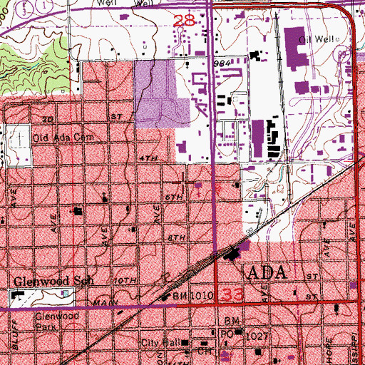 Topographic Map of Church of God, OK
